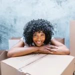 woman with moving boxes